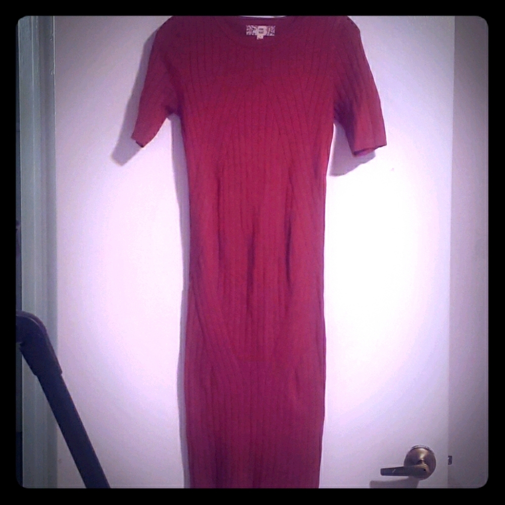 Pink Rose Ribbed bodycon dress